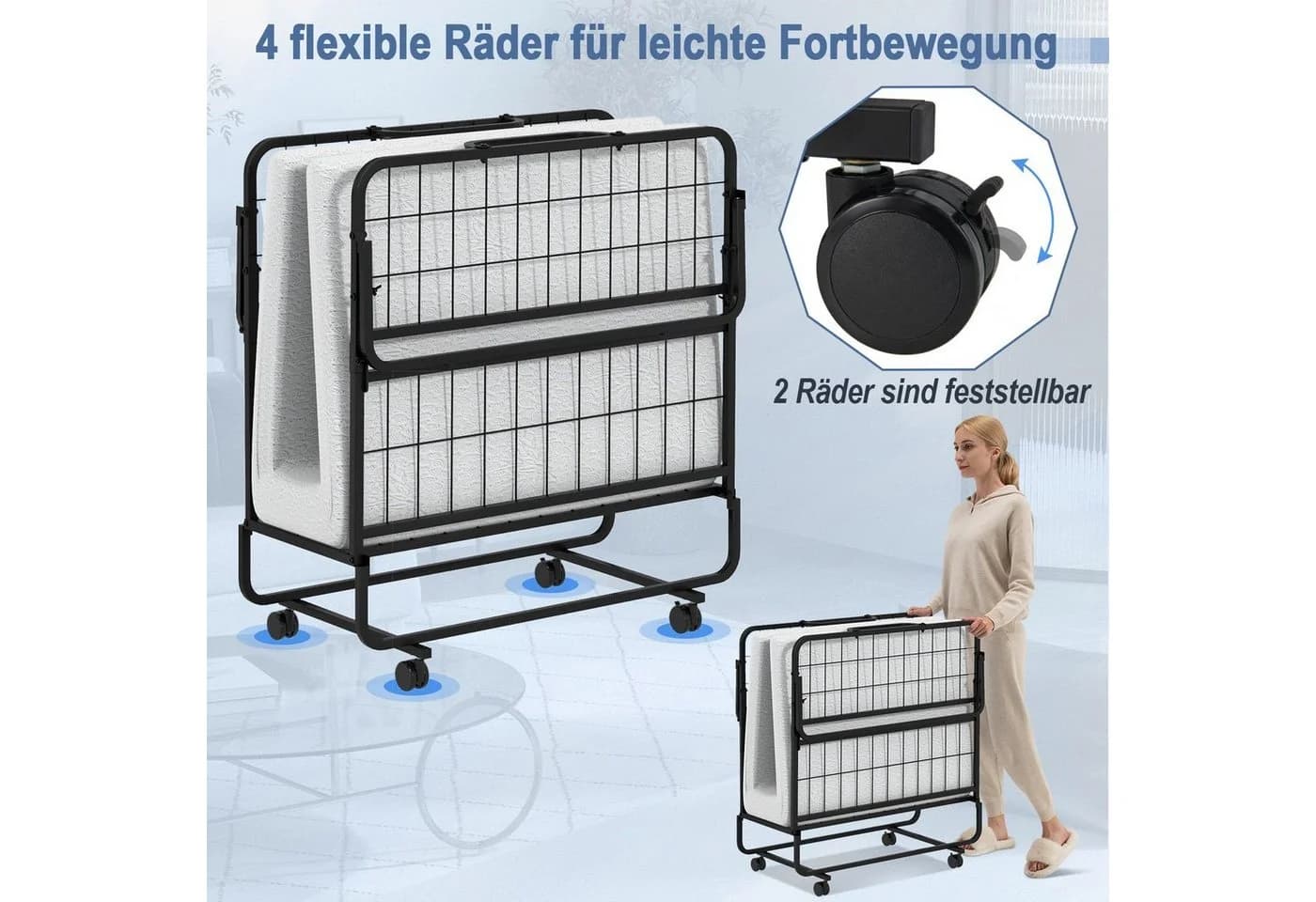 COSTWAY Gästebett Klappbar 191 x 96 cm Memory-Schaum-Matratze - Bild 5