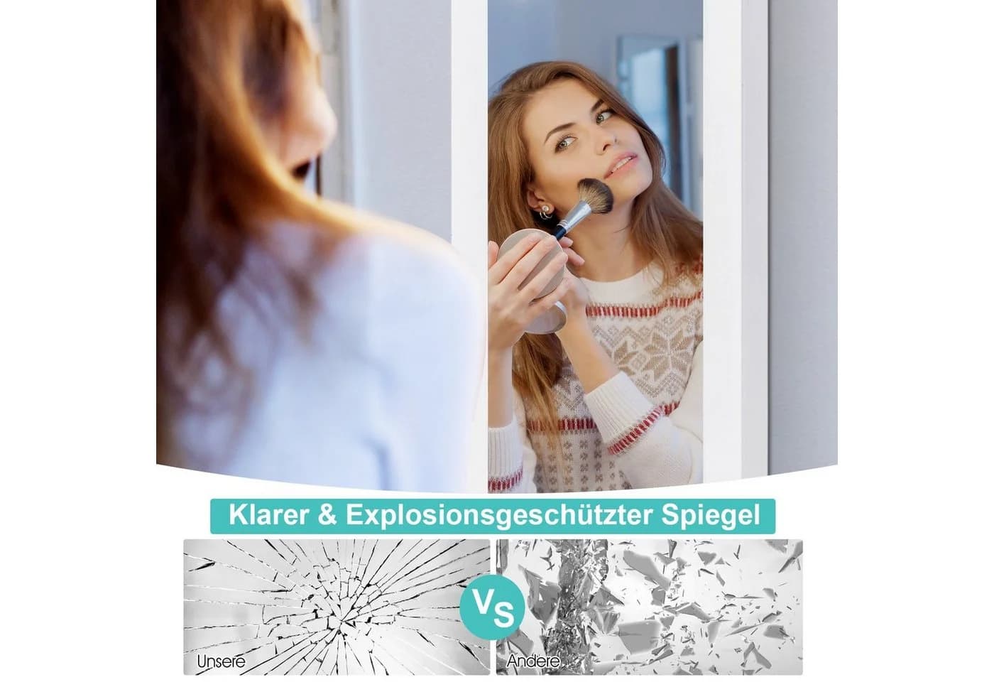 COSTWAY Schmuckschrank mit Ganzkörperspiegel hängend weiß - Bild 3