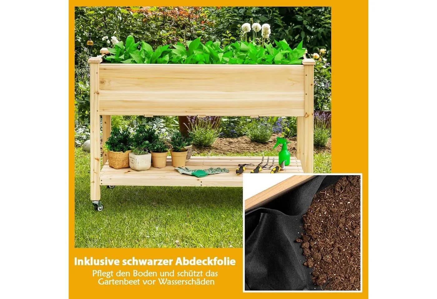KOMFOTTEU Hochbeet Gartenbeet mit Rollen - Bild 5