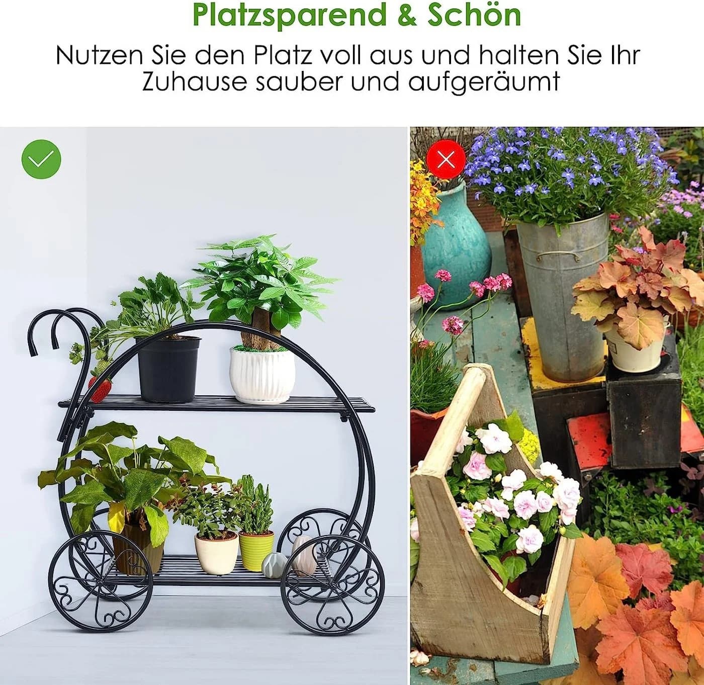 KOMFOTTEU Blumenständer Pflanzenregal Schwarz Wetterfest - Bild 4