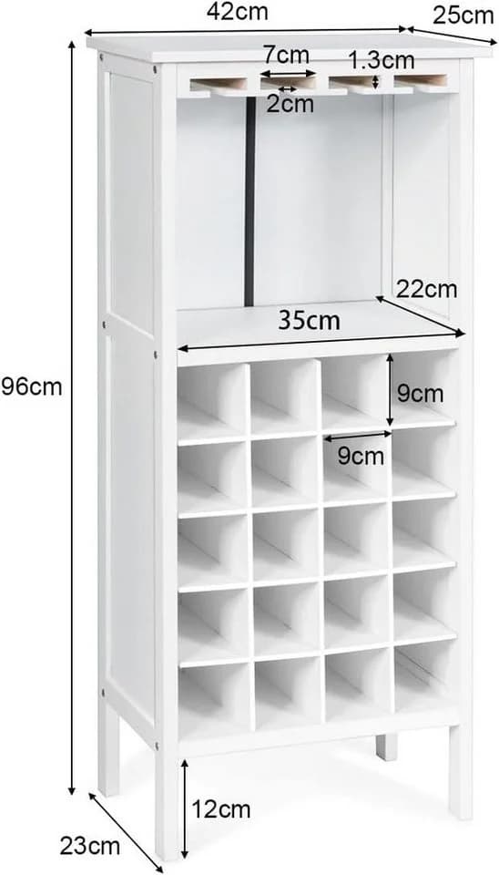 KOMFOTTEU Weinregal Flaschenregal Weiß 20 Staufächer - Bild 3