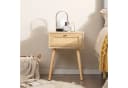 COSTWAY Nachttisch mit Schublade und Rattan-Design, Eiche Bild 1