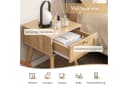 COSTWAY Nachttisch mit Schublade und Rattan-Design, Eiche Bild 3