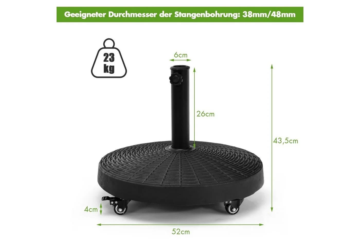 COSTWAY Schirmständer Schwarz für Stöcke bis Ø 48 mm - Bild 3