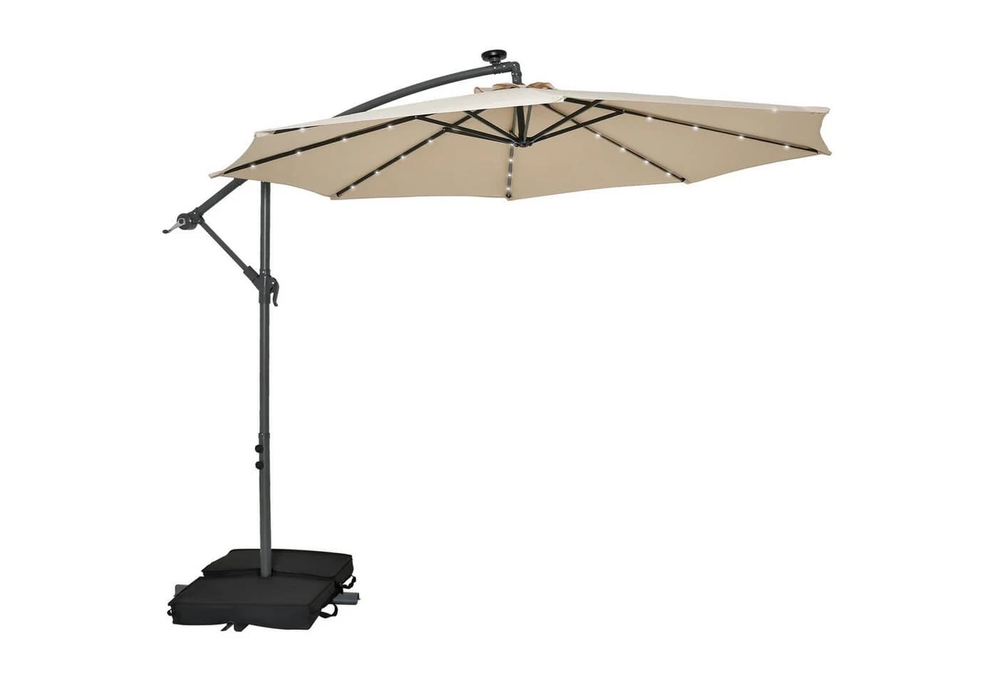 COSTWAY Sonnenschirm Beige mit Solar-LEDs - Bild 2