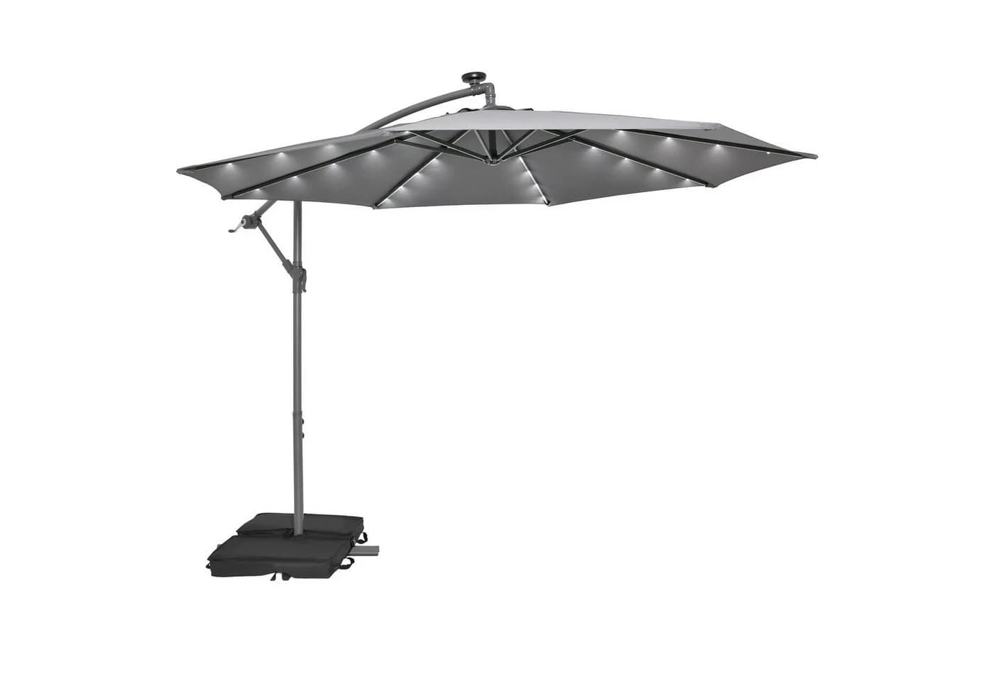 COSTWAY Gartenschirm Grau mit Solar-LED-Beleuchtung und Neigungsfunktion - Bild 2