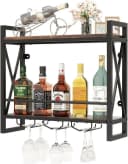 COSTWAY Weinregal Wand Holz Metallrahmen Weingläserhalter 20x60x55cm Bild 2
