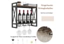 COSTWAY Weinregal Wand Holz Metallrahmen Weingläserhalter 20x60x55cm Bild 3