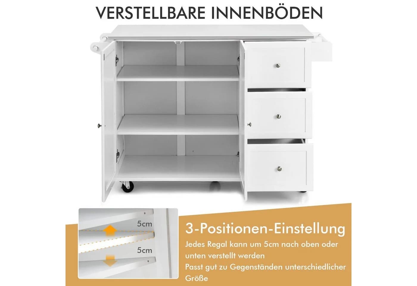 Robuster Küchenwagen aus Edelstahl und Holz - Bild 4