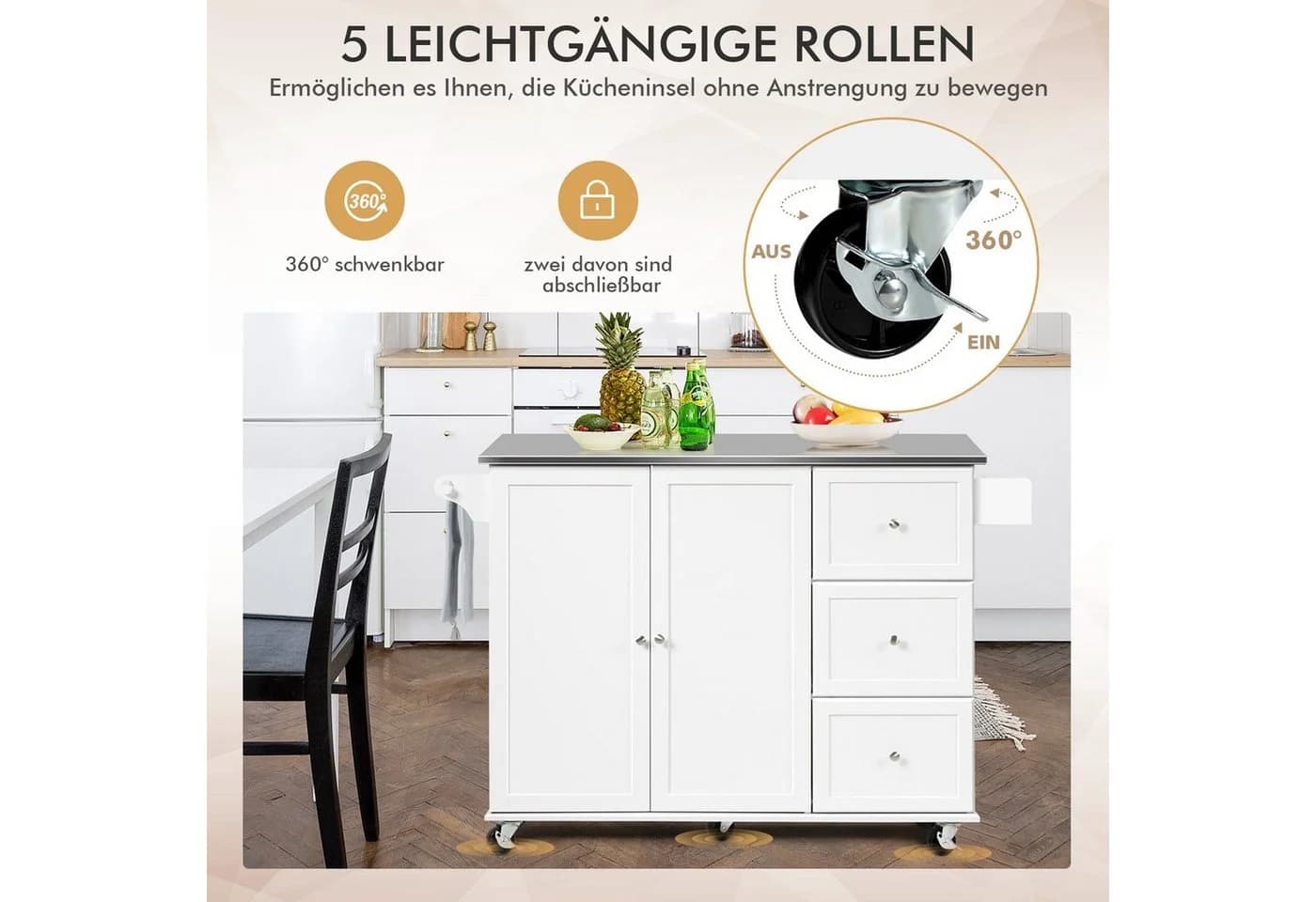 Robuster Küchenwagen aus Edelstahl und Holz - Bild 5