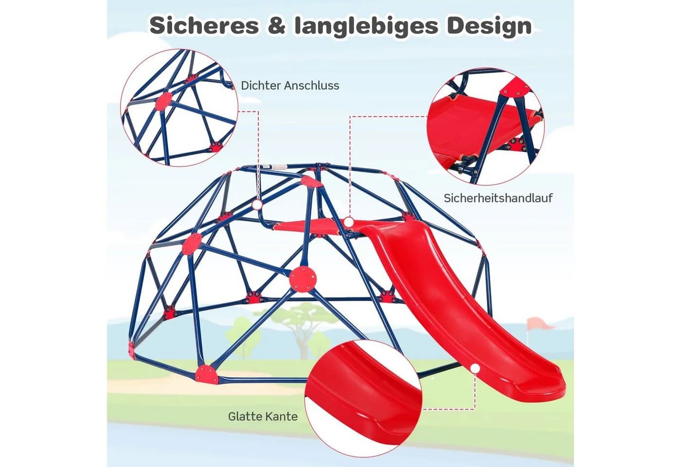 COSTWAY Klettergerüst Spielplatz Rot Outdoor Indoor - Bild 5