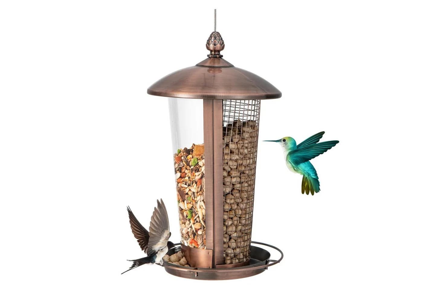 KOMFOTTEU Vogelhaus Vogelfutterhaus mit 2 Röhren & Abflusslöchern - Bild 2