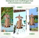 KOMFOTTEU Vogelhaus Vogelfutterhaus mit 2 Röhren & Abflusslöchern Bild 4