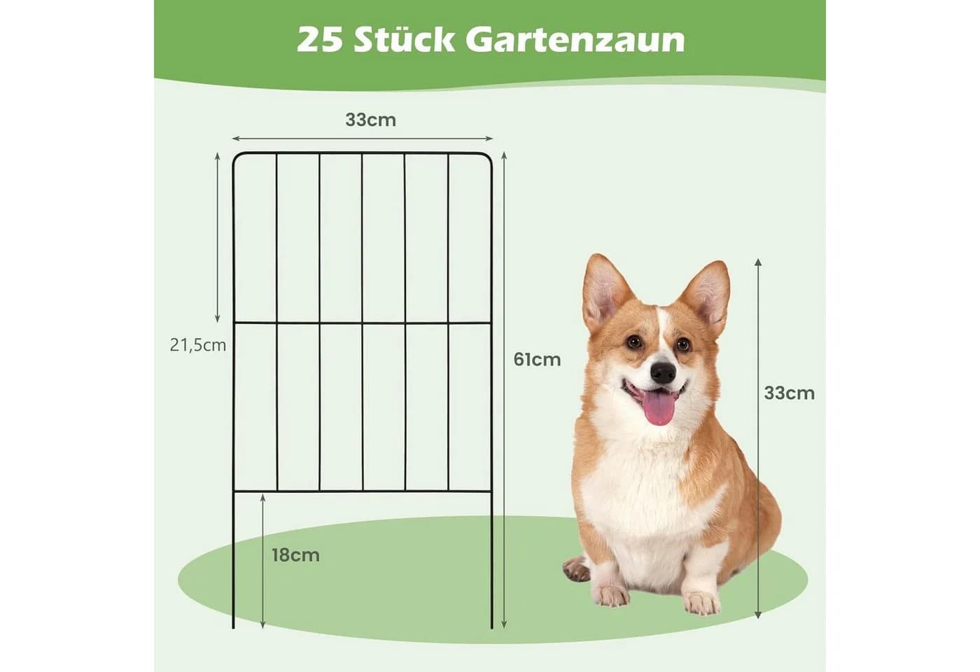 KOMFOTTEU Gartenzaun Steckzaun Metall Schwarz - Bild 5