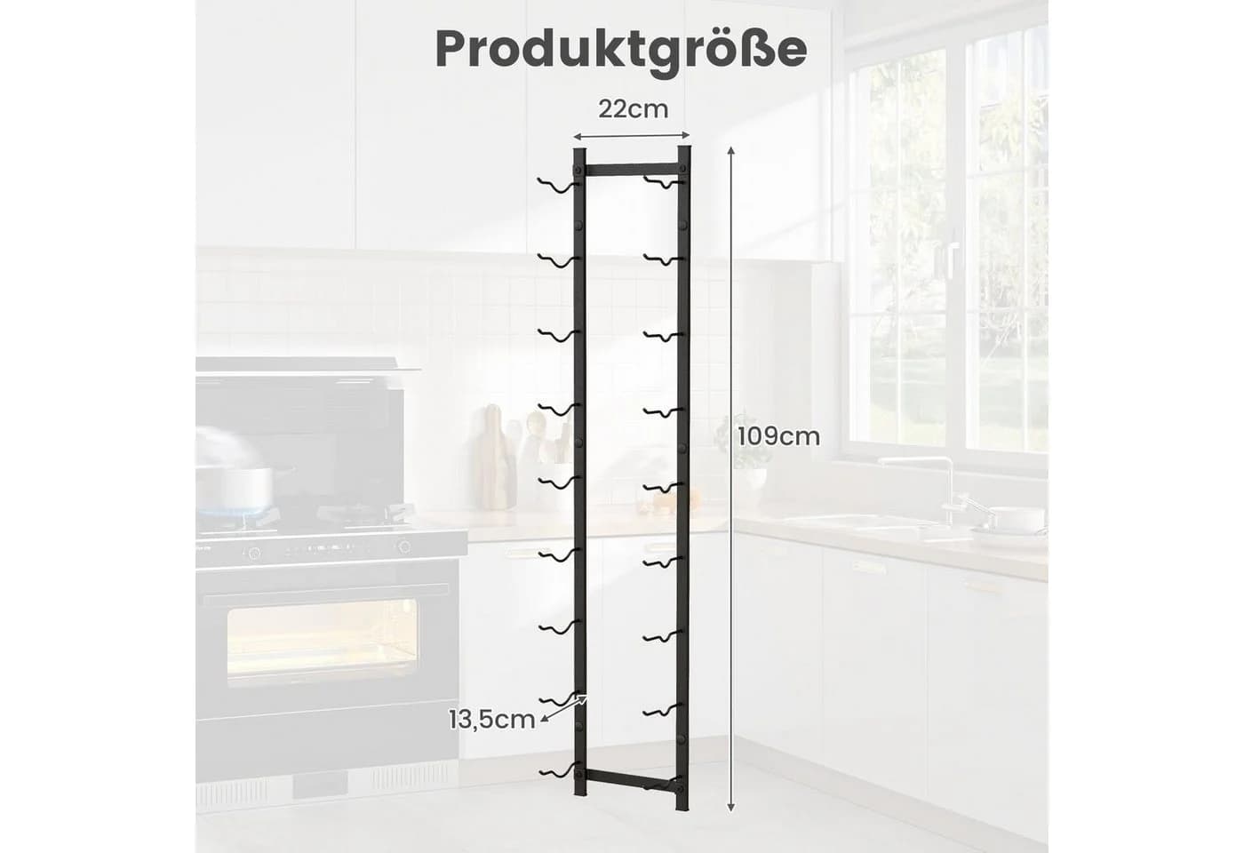 COSTWAY Weinregal Wand Metall Industrial Schwarz - Bild 5