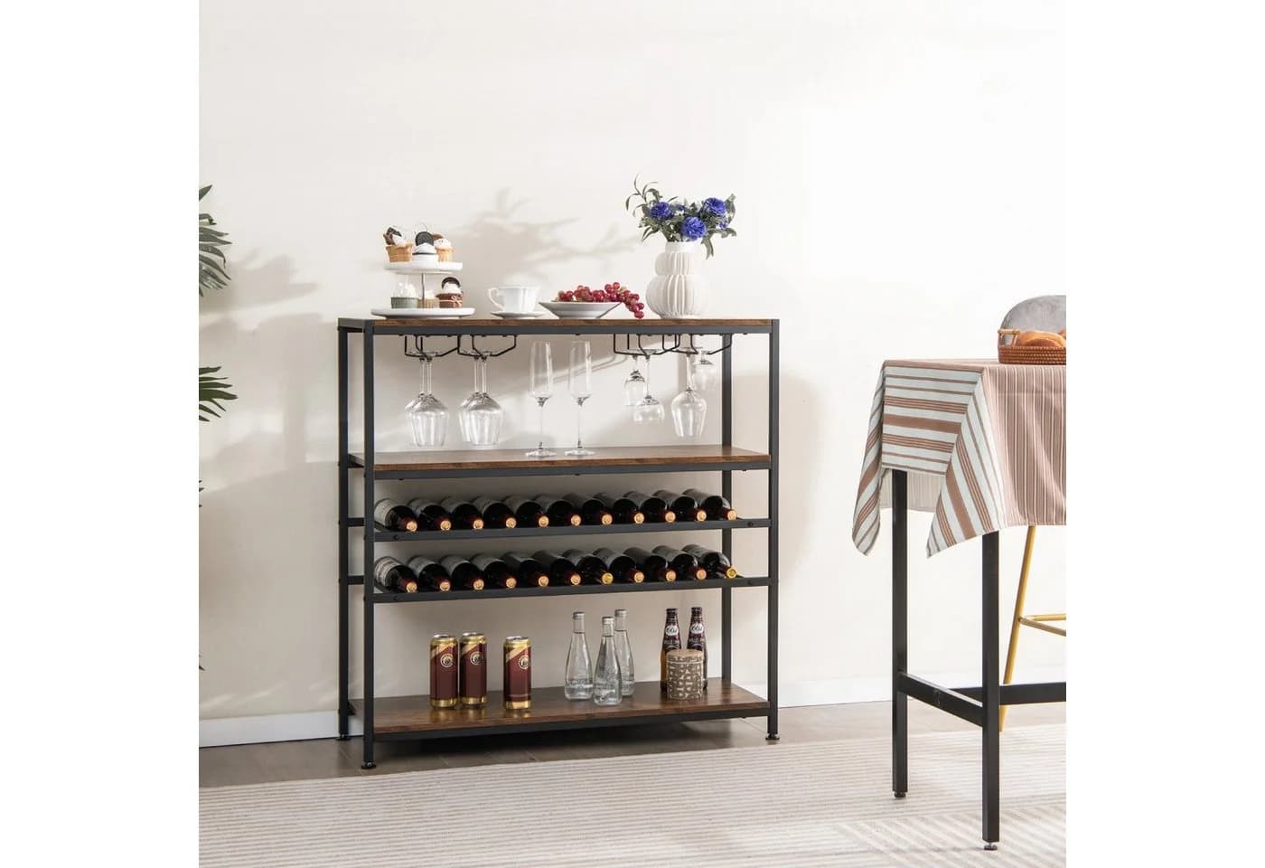 COSTWAY Weinregal Metall 35x101x100cm