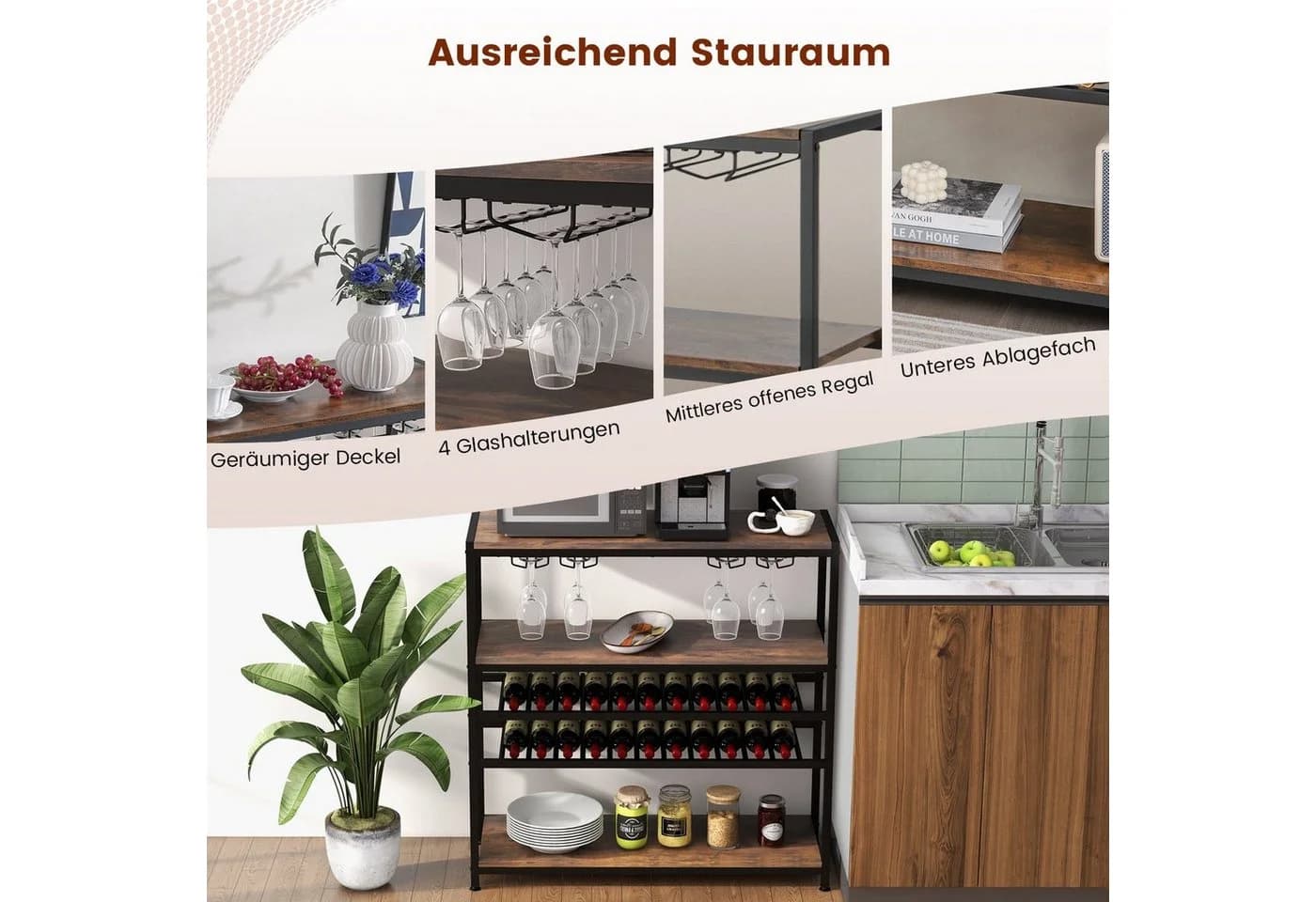 COSTWAY Weinregal Metall 35x101x100cm - Bild 3