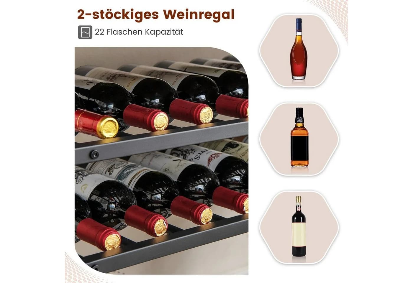 COSTWAY Weinregal Metall 35x101x100cm - Bild 4