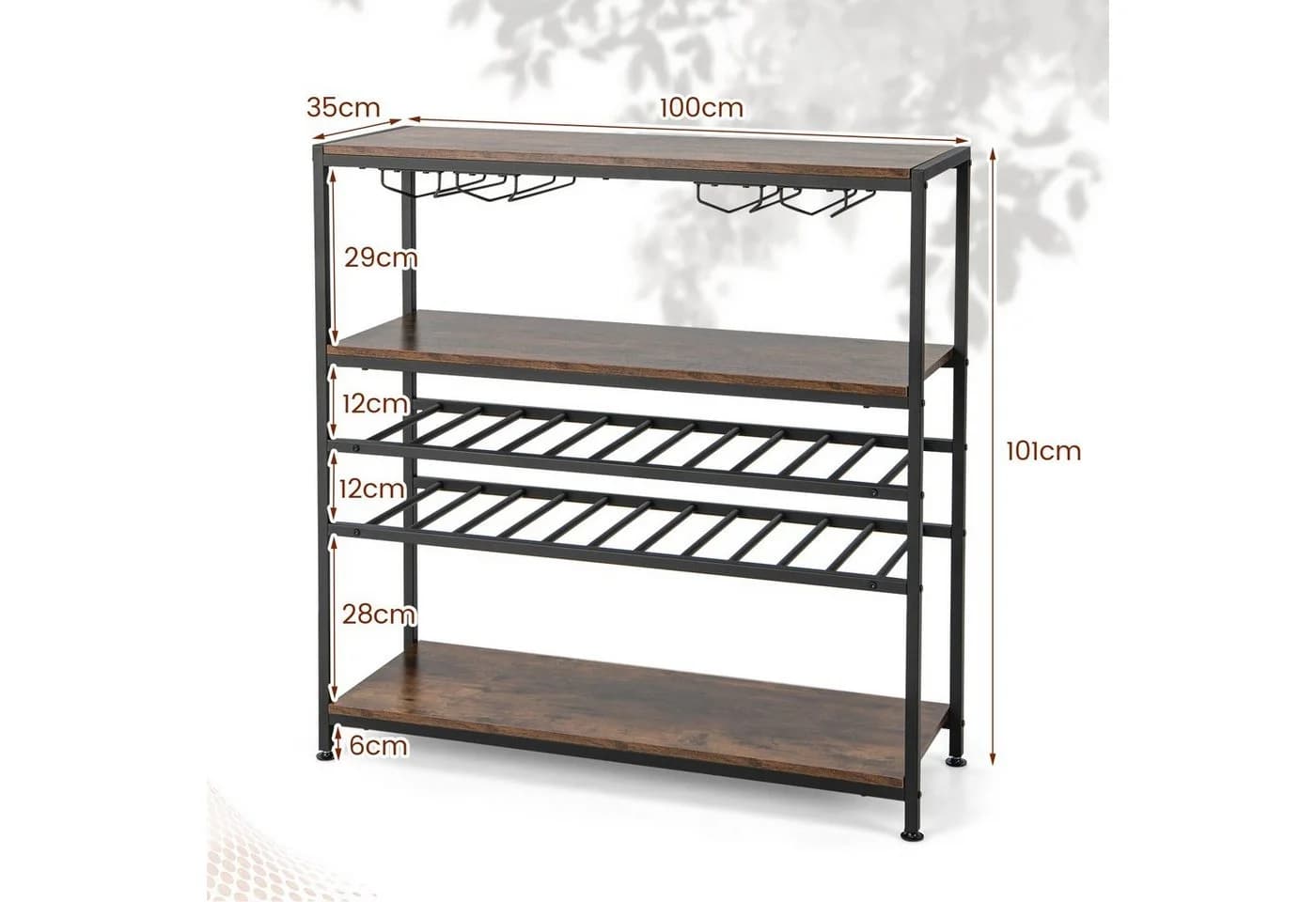 COSTWAY Weinregal Metall 35x101x100cm - Bild 5