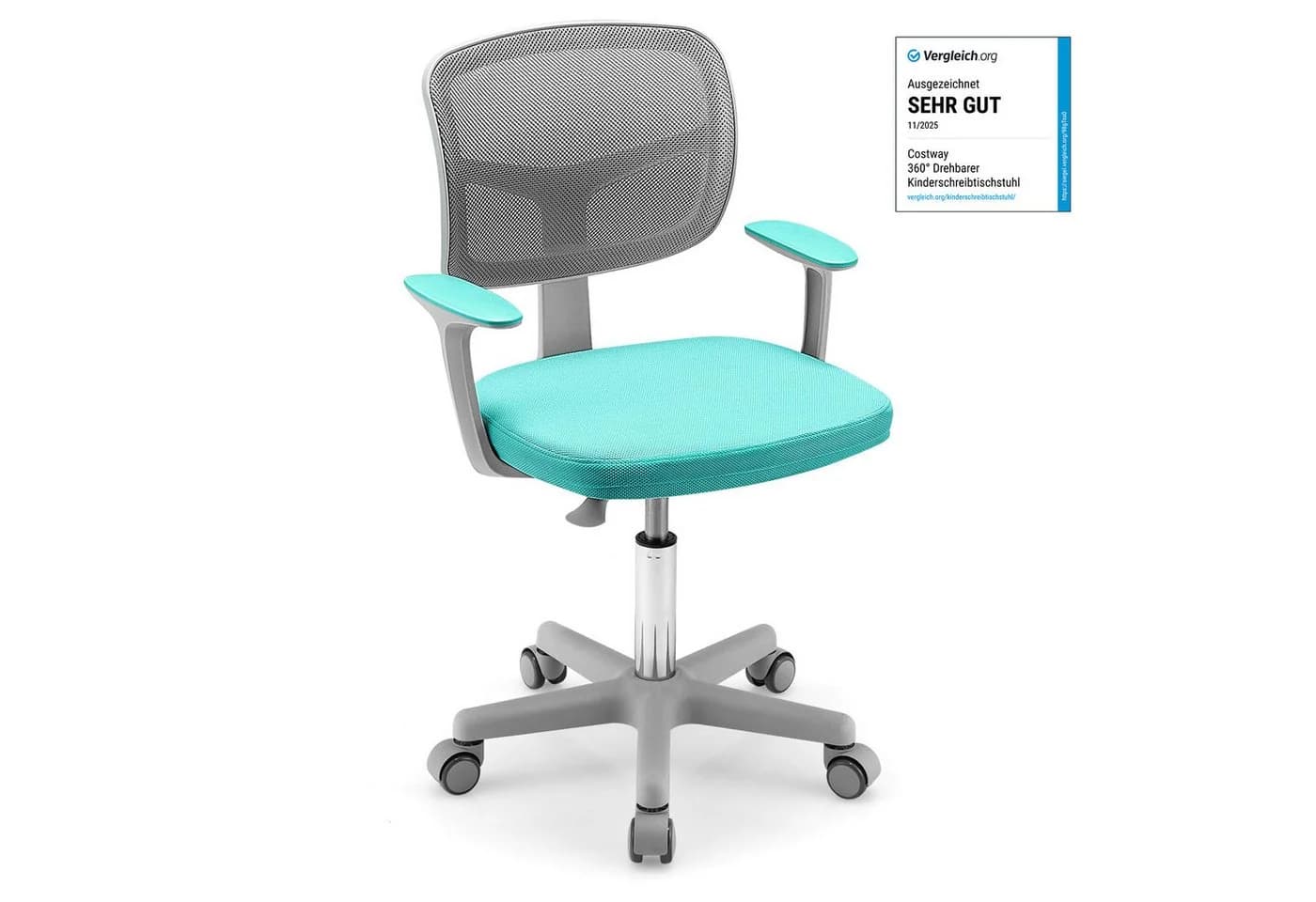 COSTWAY Drehstuhl Kinder Schreibtischstuhl, höhenverstellbar, Smaragdgrün - Bild 2