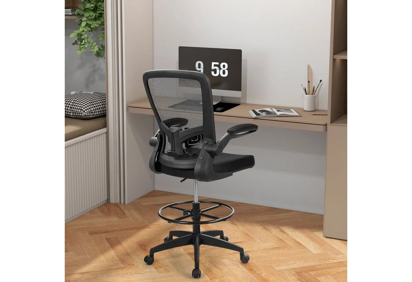 COSTWAY Bürostuhl Sitzhöhe 55-75cm verstellbar, bis 120kg, 360° drehbar