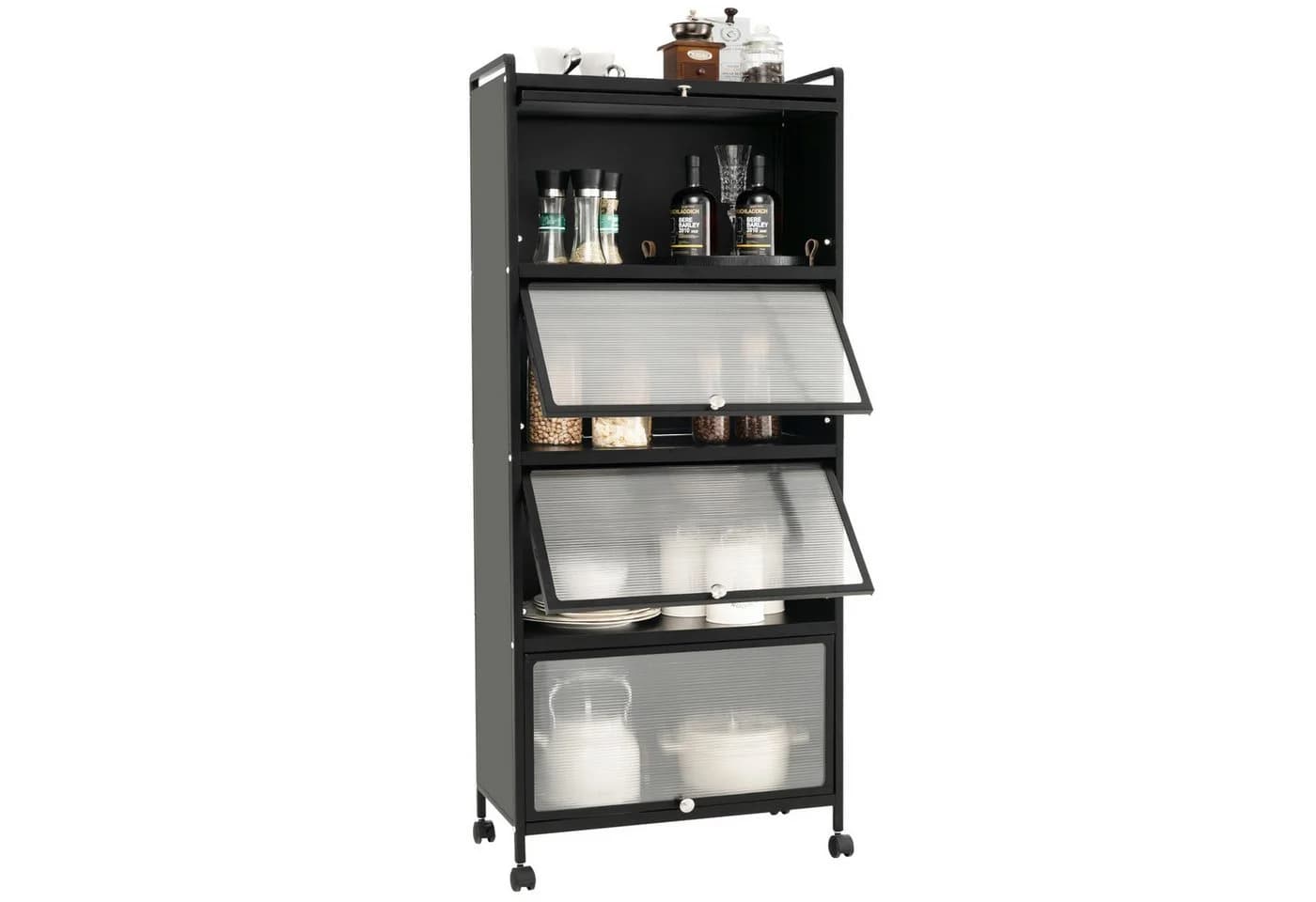 COSTWAY Hochschrank 5-stufig Küchenregal Schwarz - Bild 2