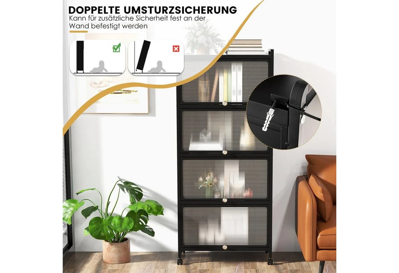 COSTWAY Hochschrank 5-stufig Küchenregal Schwarz - Bild 5