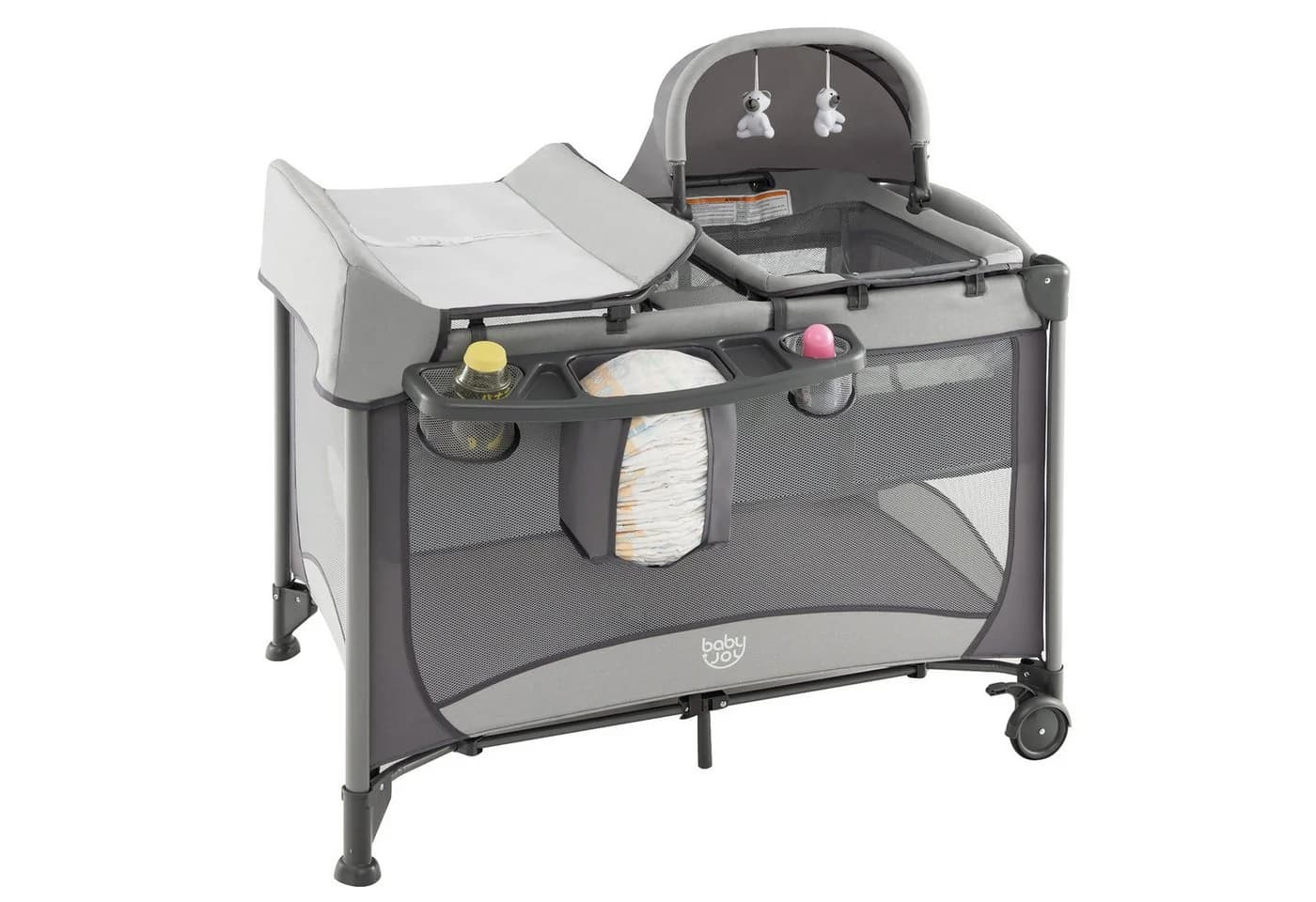 COSTWAY Baby-Reisebett mit Matratze & Wickeltisch 110 x 78 x 78 cm - Bild 2