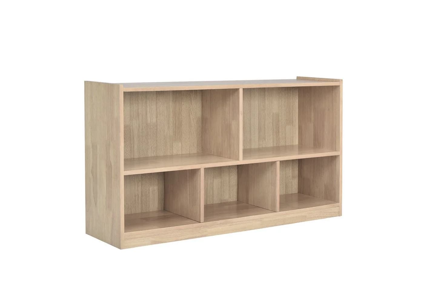 COSTWAY Bücherregal, Spielzeugschrank, 2 große Fächer & 3 kleine Fächer Beige - Bild 2
