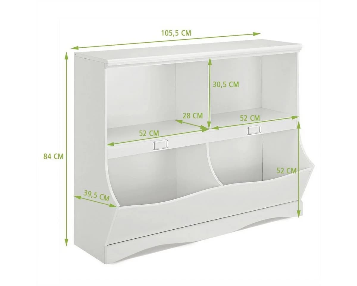 COSTWAY Bücherregal Kinder 4 Fächer Holz Weiß 104,5x39,5x83,5cm - Bild 5