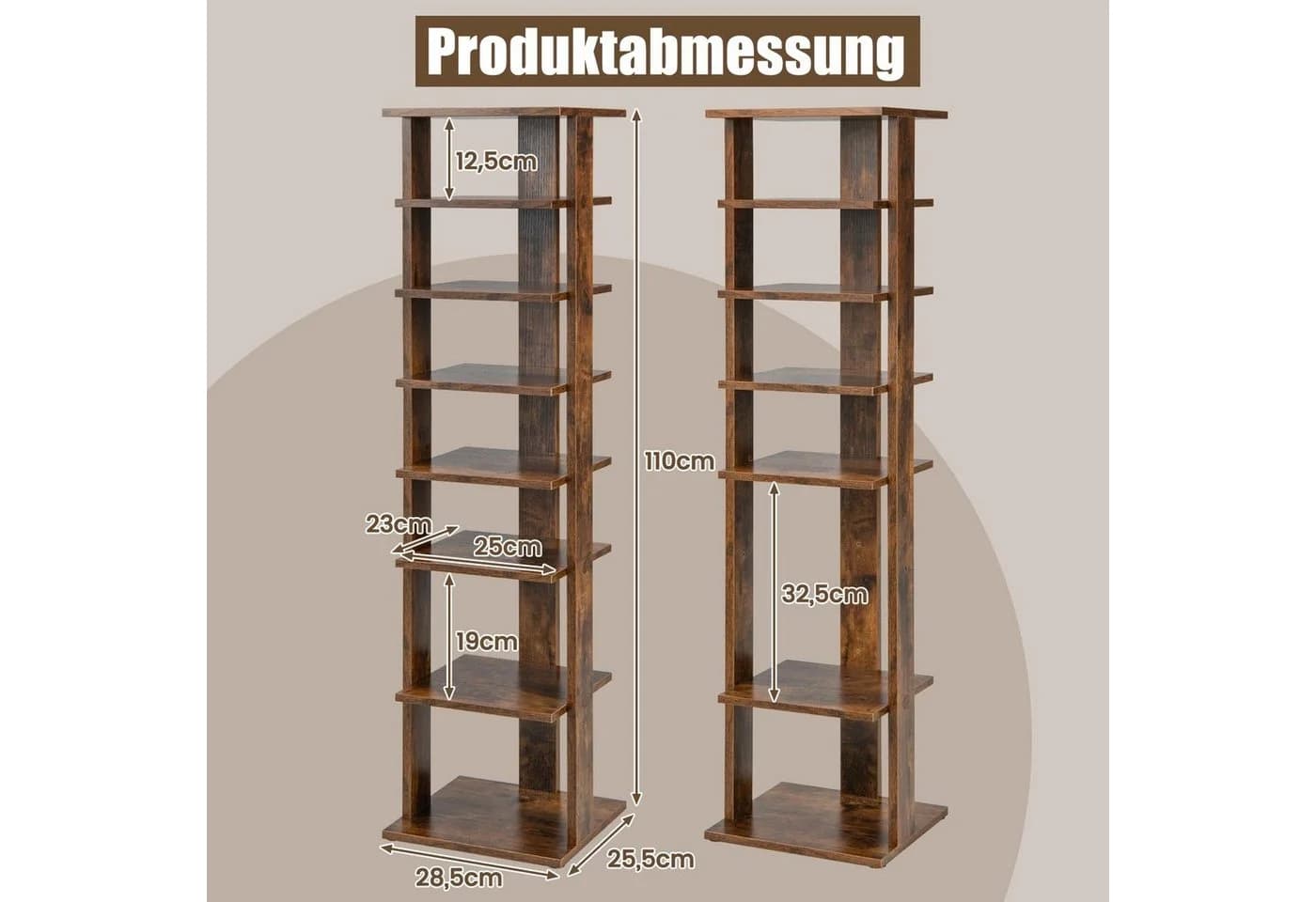 COSTWAY Schuhregal 8-stöckig Holz 110cm - Bild 5