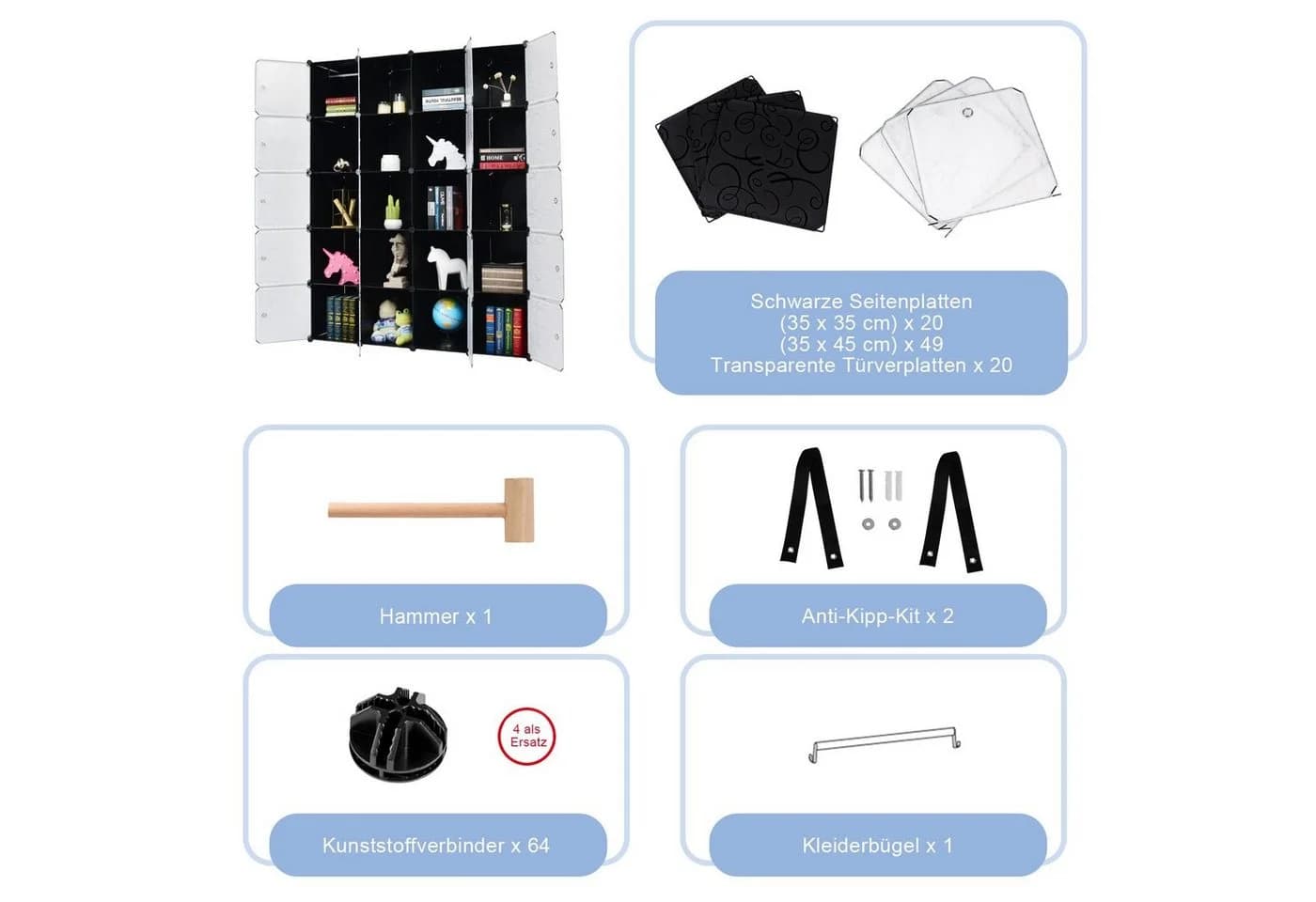 COSTWAY Kleiderschrank 20 Fächer DIY Regalsystem stapelbar Kippsicherung - Bild 4