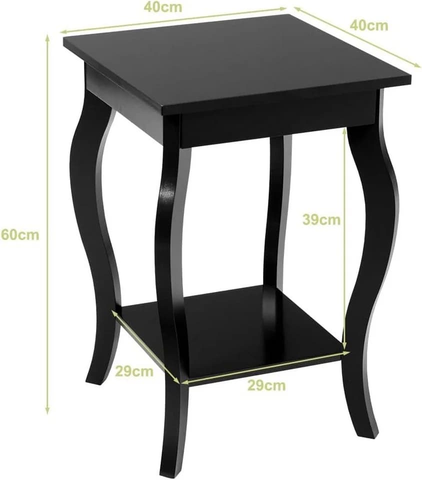 COSTWAY Nachttisch 2-St. mit Ablage, 2-Ebenen Beistelltisch Holz 40x40x60cm - Bild 5