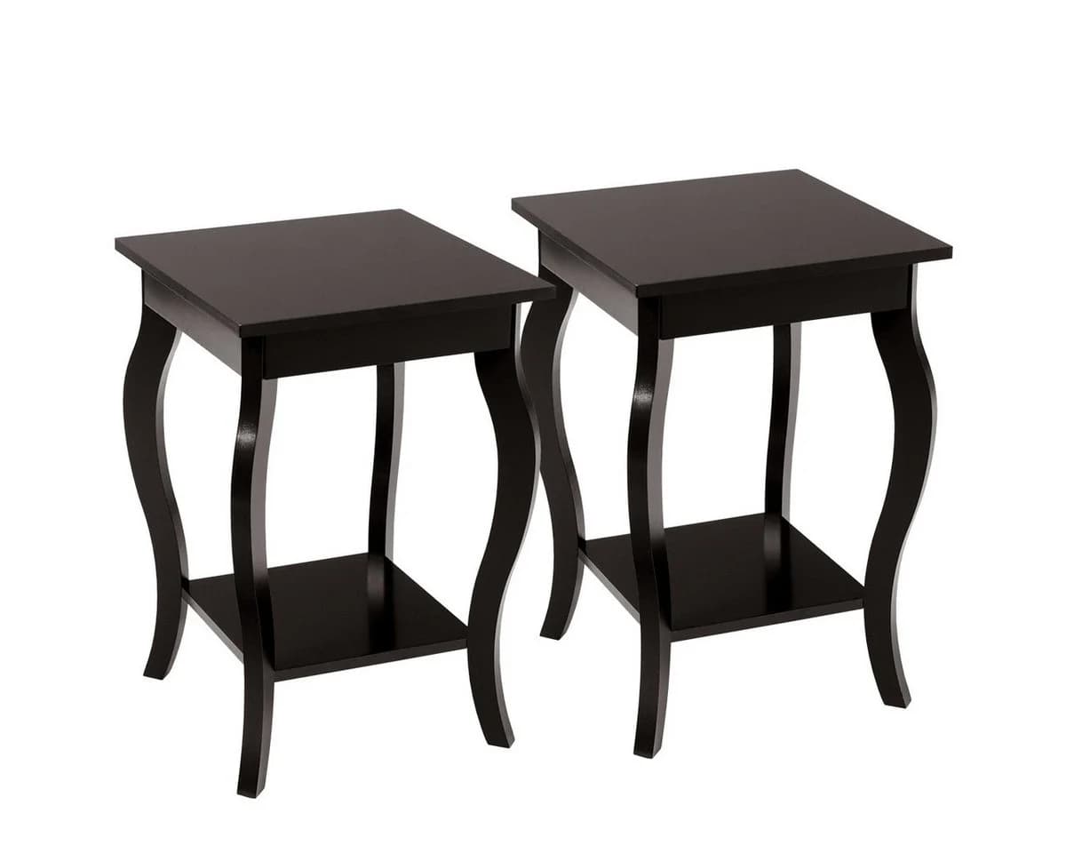 COSTWAY Nachttisch 2-St. mit Ablage, 2 Ebenen Beistelltisch Holz, 40x40x60cm - Bild 2