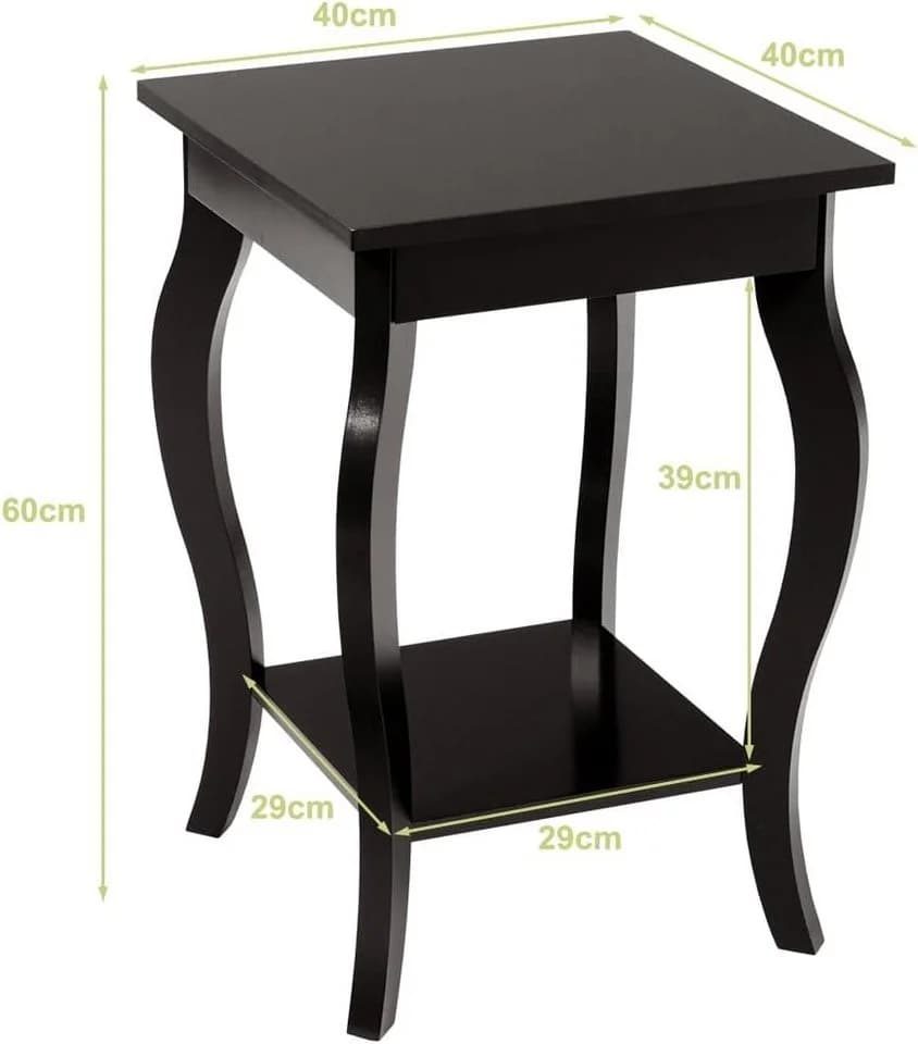 COSTWAY Nachttisch 2-St. mit Ablage, 2 Ebenen Beistelltisch Holz, 40x40x60cm - Bild 5
