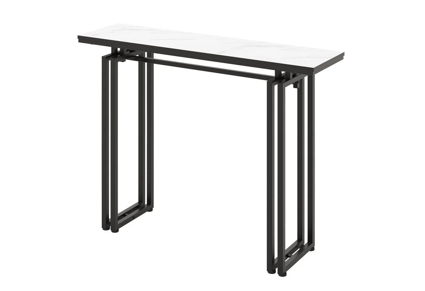 COSTWAY Konsolentisch, Kunstmarmor, Metallrahmen, 110x30x81cm, Schwarz - Bild 2