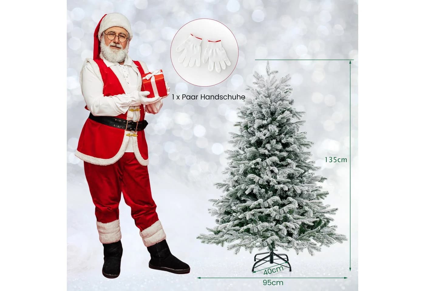 COSTWAY Künstlicher Weihnachtsbaum 135 cm Grün 688 Zweigspitzen - Bild 3