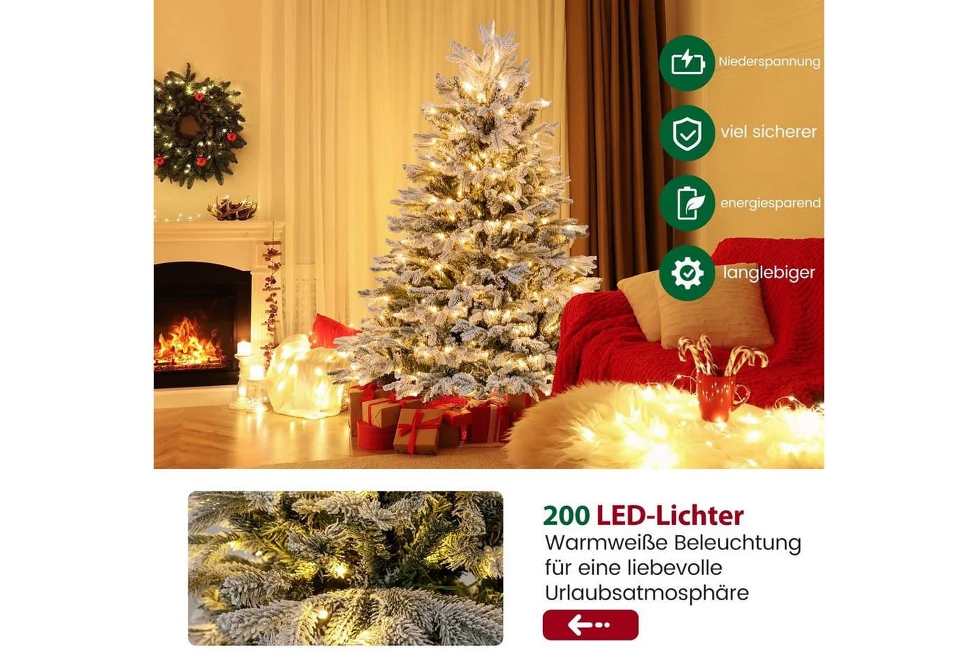 COSTWAY Künstlicher Weihnachtsbaum 135 cm Grün 688 Zweigspitzen - Bild 4
