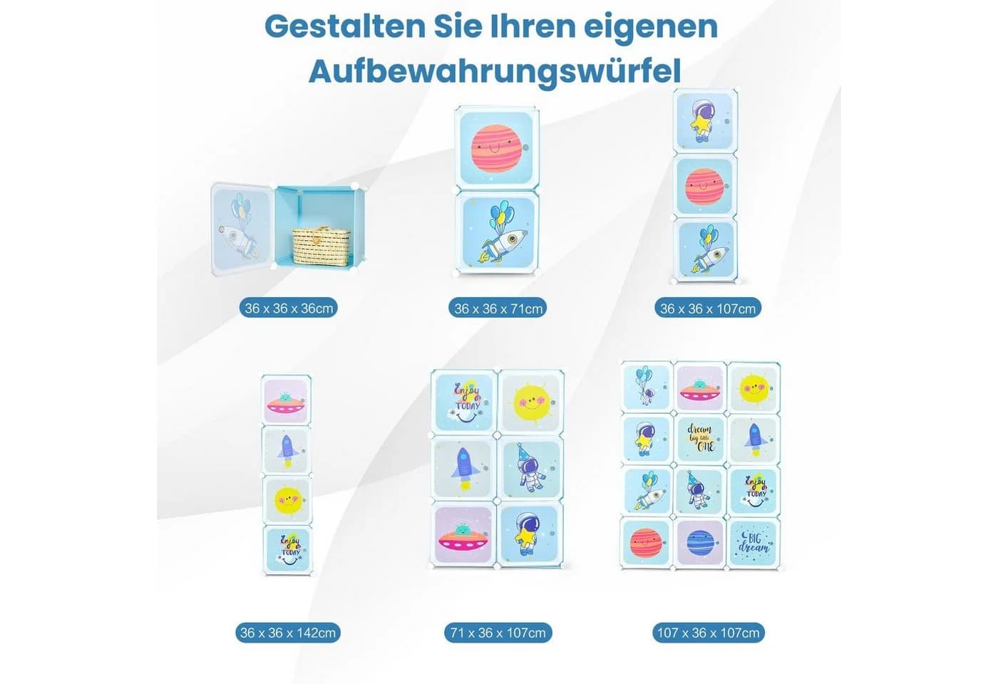 COSTWAY Kinderkleiderschrank Kunststoff 12 Würfel Blau Bunt - Bild 3
