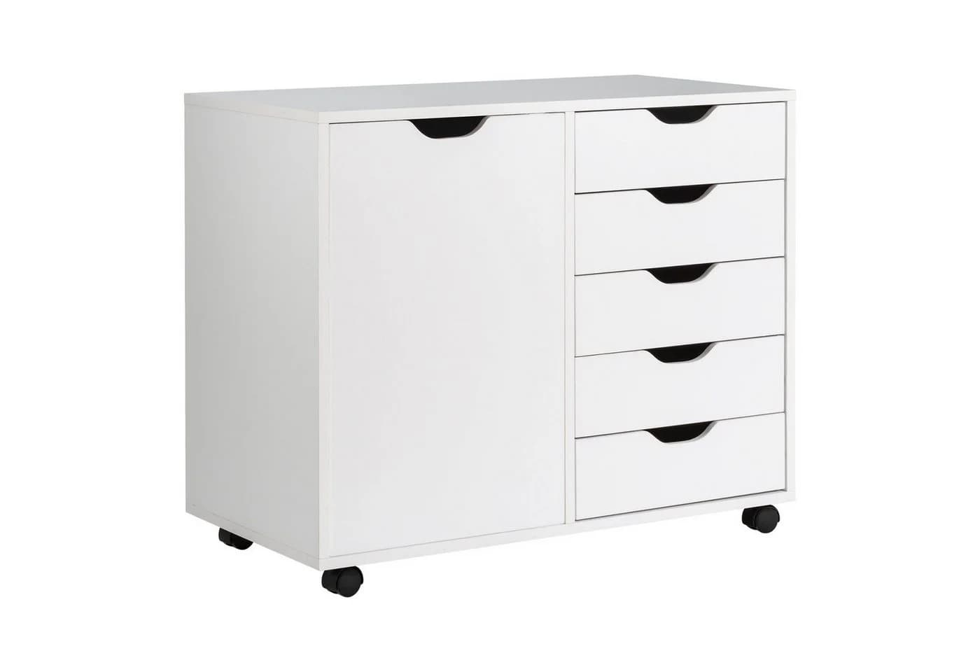 COSTWAY Rollcontainer Aktenschrank 5 Schubladen Weiß - Bild 2