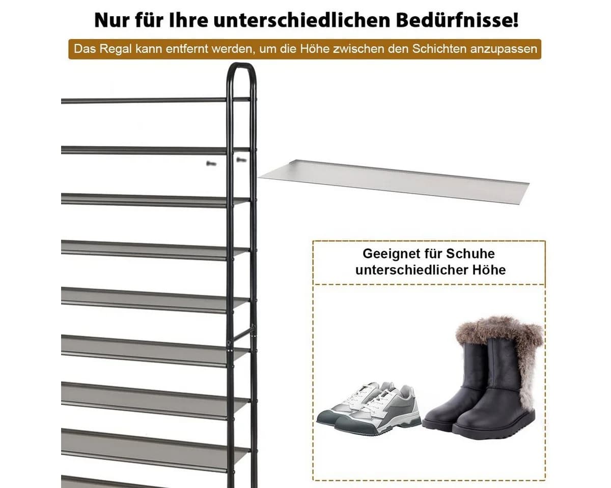 COSTWAY Schuhregal 10 Ebenen für 30 Paar Schuhe Metall 66x29x152cm - Bild 3