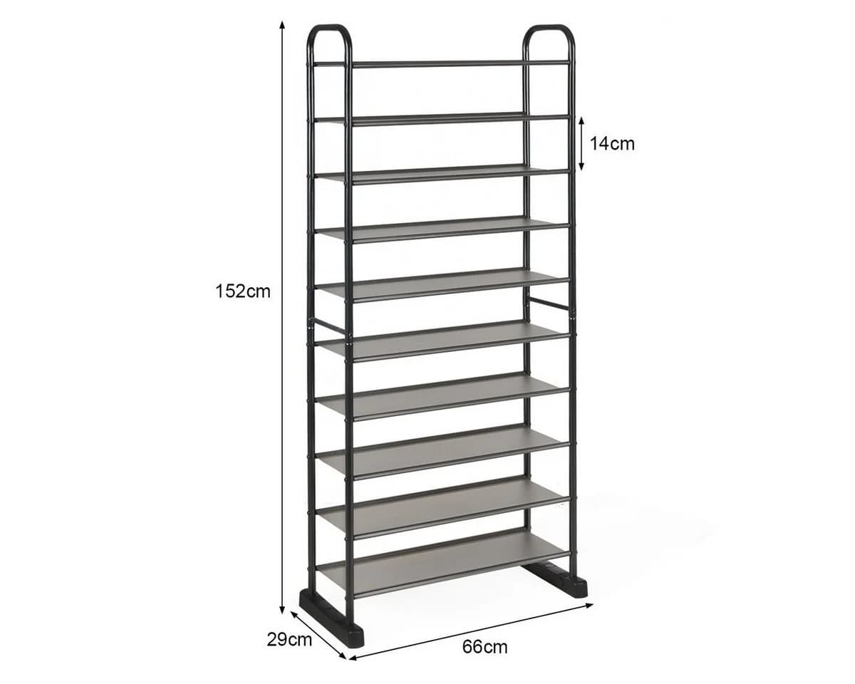 COSTWAY Schuhregal 10 Ebenen für 30 Paar Schuhe Metall 66x29x152cm - Bild 5