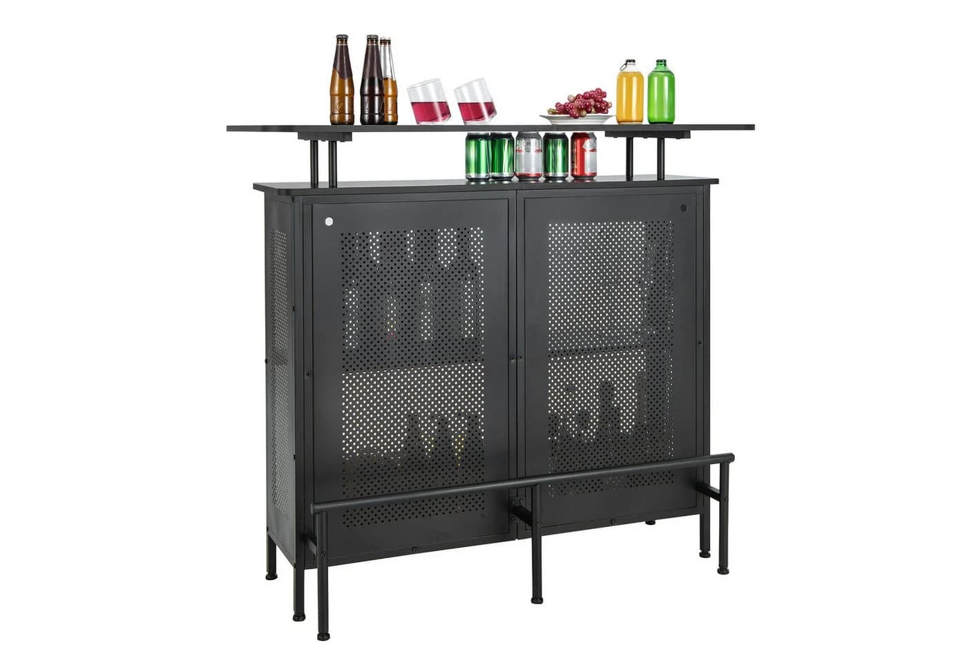 COSTWAY Bartisch Küche mit Stauraum & Fußstütze 120x50x106,5cm Schwarz - Bild 2