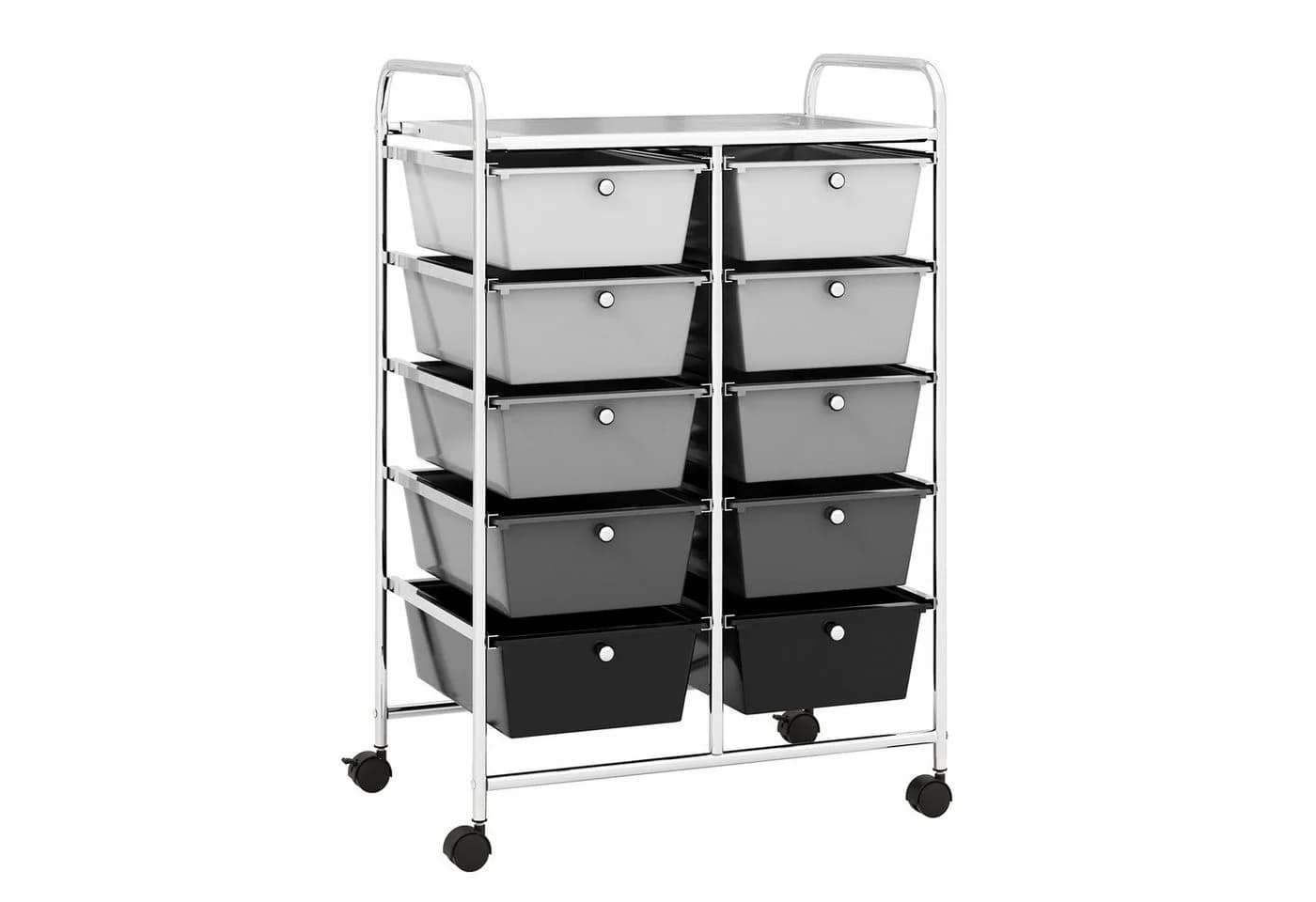 COSTWAY Rollwagen 10 Schubladen Metall Schwarz/Weiß - Bild 2