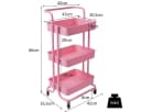 COSTWAY Servierwagen Küchenwagen 3 Regale Metallrahmen Rosa Bild 5
