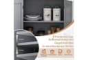 KOMFOTTEU Mehrzweckschrank Grau Küchenschrank Badezimmerschrank 4 Ebenen Glastüren Bild 3