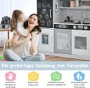 KOMFOTTEU Spielküche Kinderküche mit Mikrowelle, Backofen, Wasserbecken, Kreidetafel & Eismaschine Bild 1