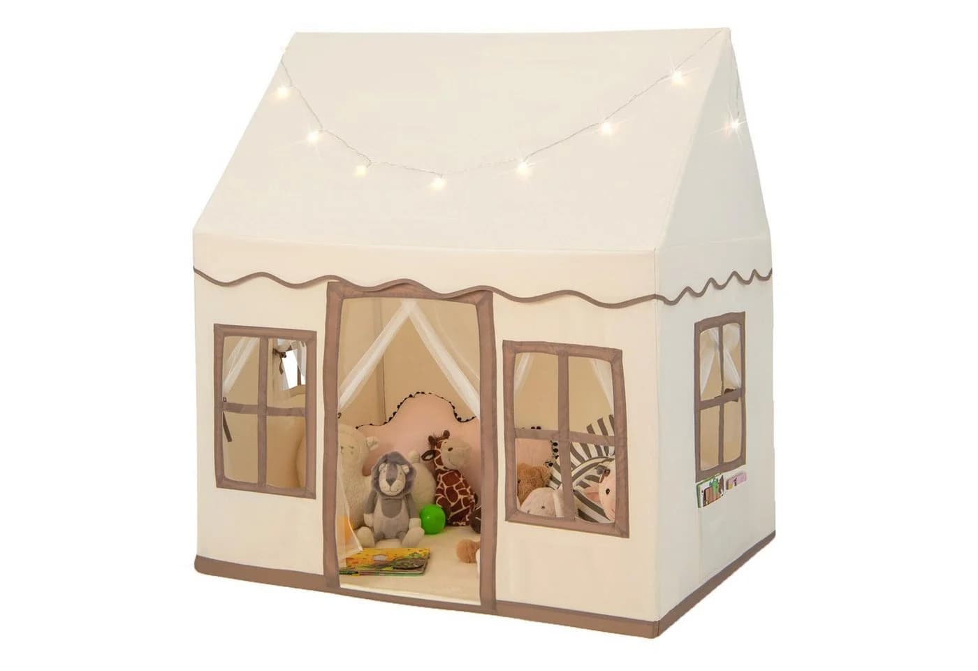 KOMFOTTEU Spielzelt Kinderspielhaus Beige/Braun/Rosa/Grau - Bild 2
