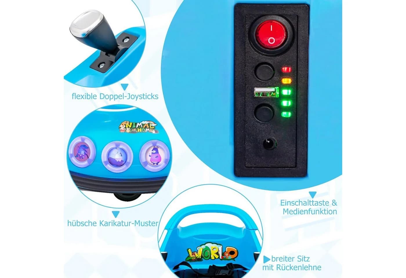 KOMFOTTEU Elektro-Kinderauto Autoscooter LED-Licht Musik