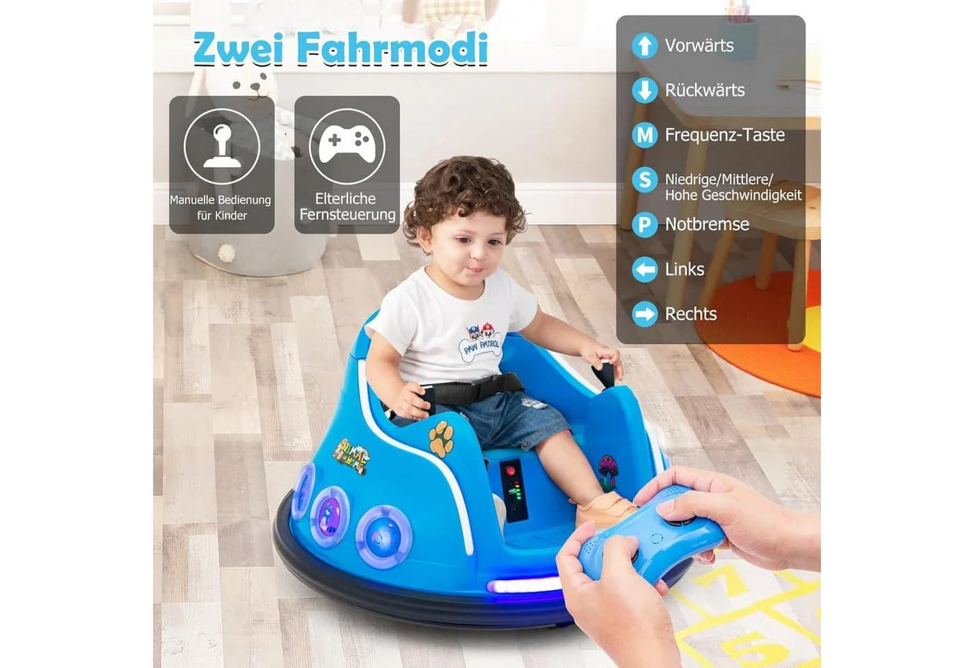 KOMFOTTEU Elektro-Kinderauto Autoscooter LED-Licht Musik - Bild 3